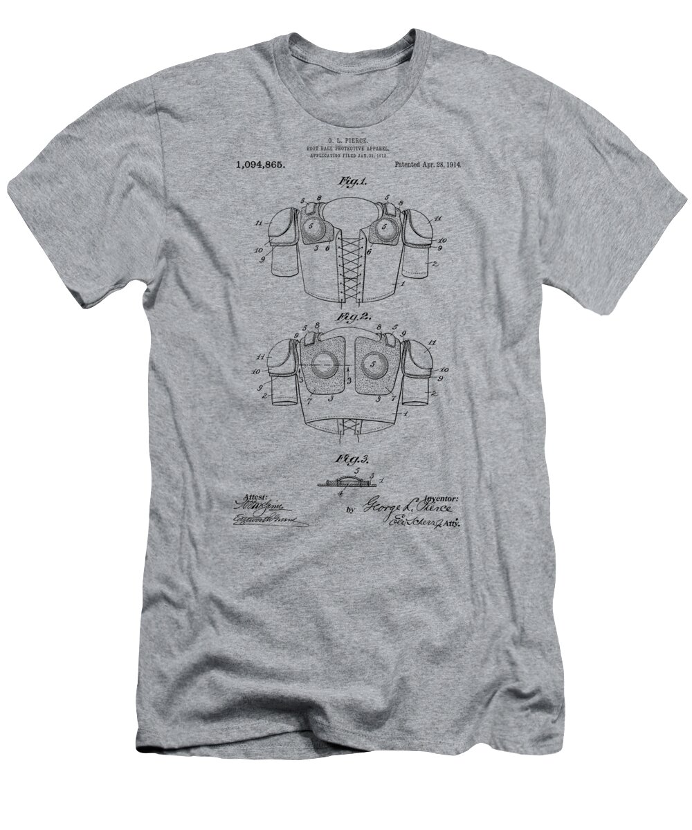 Football T-Shirt featuring the photograph Football Shoulder Pads Patent 1913 #2 by Chris Smith