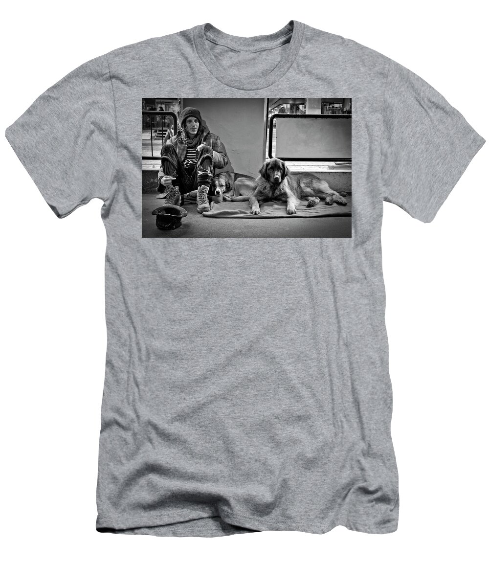 B&w T-Shirt featuring the photograph For the Love of Dog #1 by Sonny Marcyan