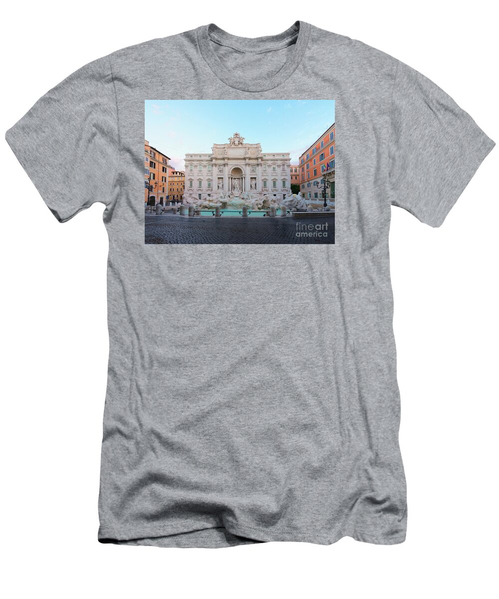 Rome T-Shirt featuring the photograph Fountain di Trevi and Sunrise, Rome by Anastasy Yarmolovich