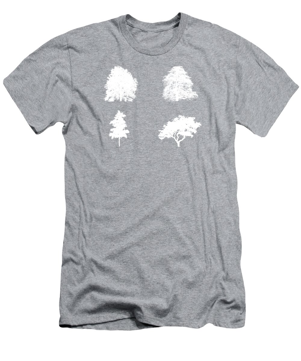 Tree T-Shirt featuring the digital art Four Bushy White Trees by Roy Pedersen