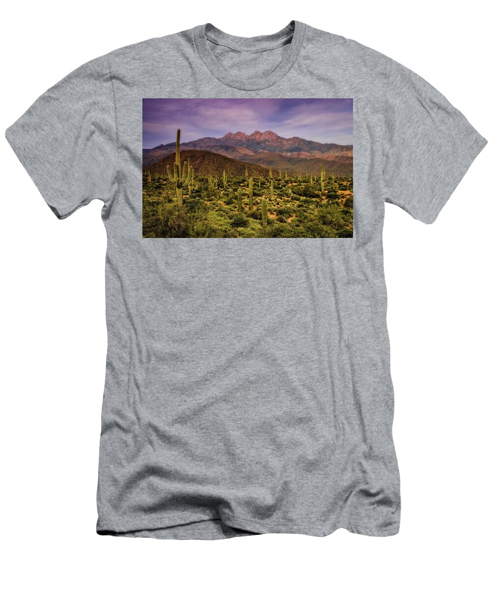 Four Peaks T-Shirt featuring the photograph Four Peaks Golden Hour by Saija Lehtonen