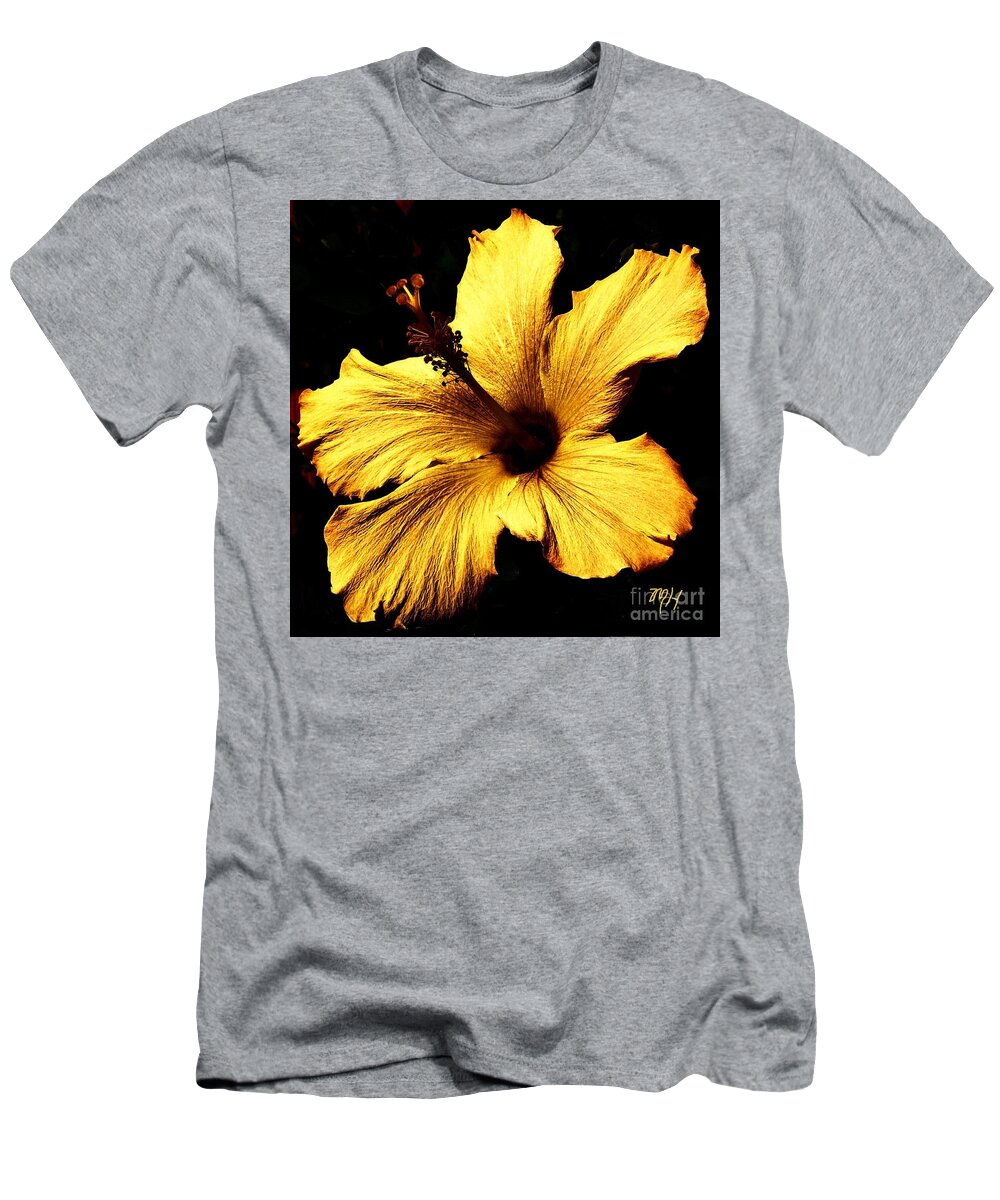 Photo T-Shirt featuring the digital art Golden Hibiscus #1 by Marsha Heiken