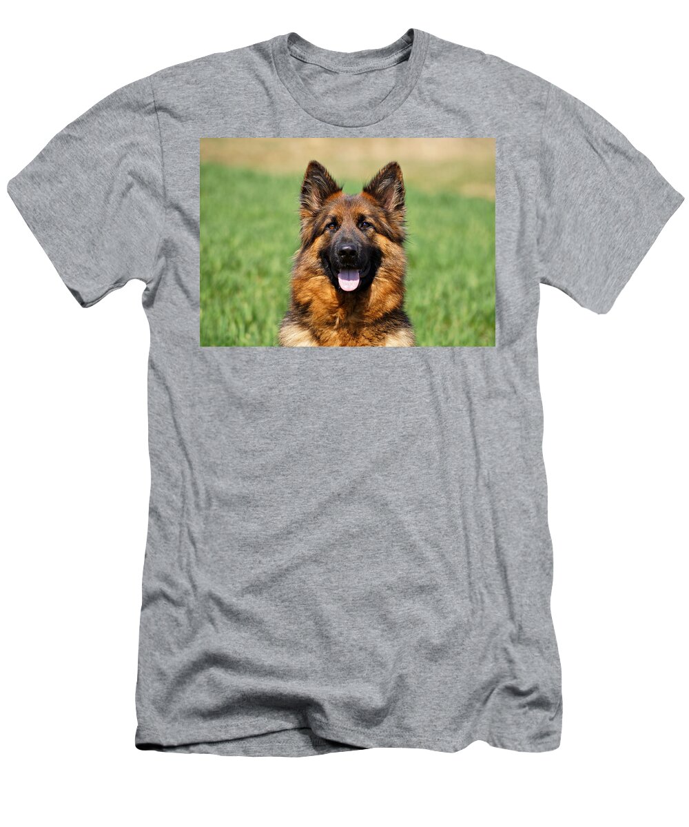 German Shepherd T-Shirt featuring the photograph Happy Shepherd #1 by Sandy Keeton