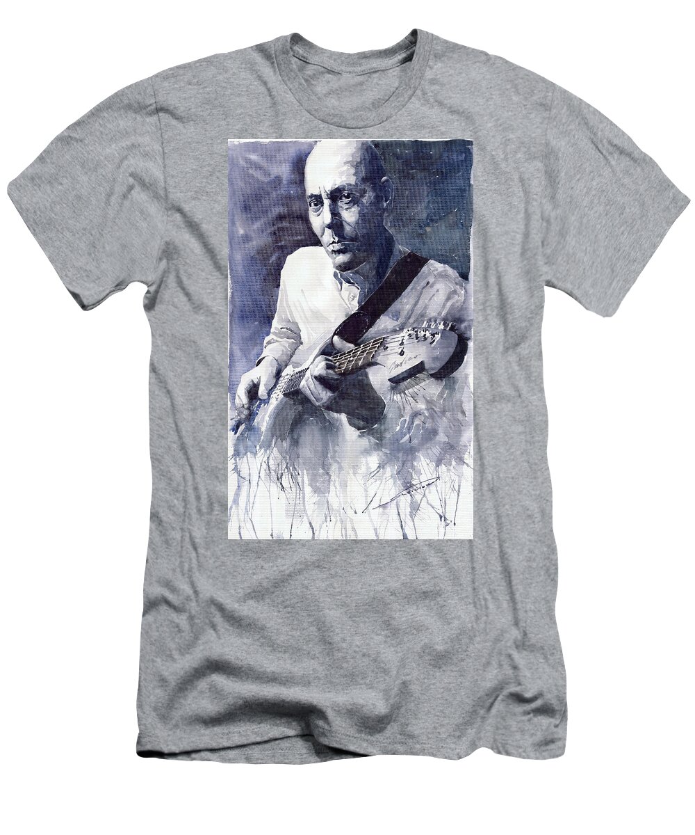 Blues T-Shirt featuring the painting Jazz Guitarist Rene Trossman #2 by Yuriy Shevchuk