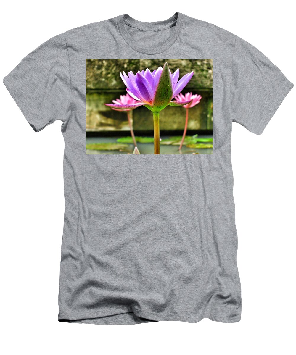 Lotus T-Shirt featuring the photograph Lotus Flower #1 by Lorelle Phoenix