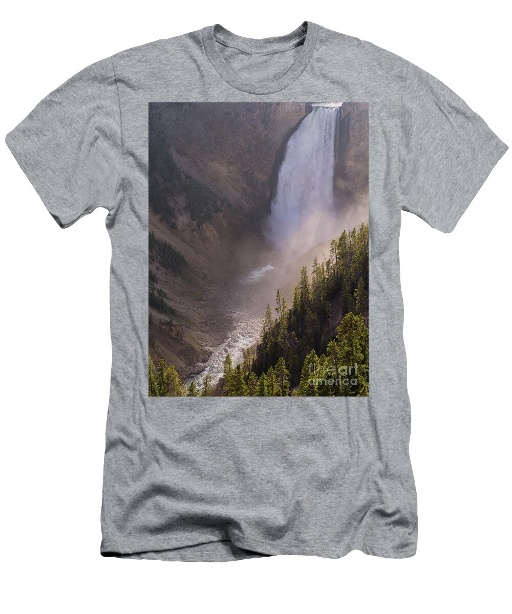 Lower Yellowstone Falls T-Shirt featuring the photograph Lower Yellowstone Falls #1 by Tracy Knauer