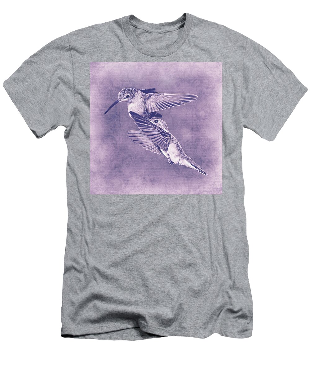 Hummingbirds T-Shirt featuring the photograph Mid-Flight II #1 by Leda Robertson