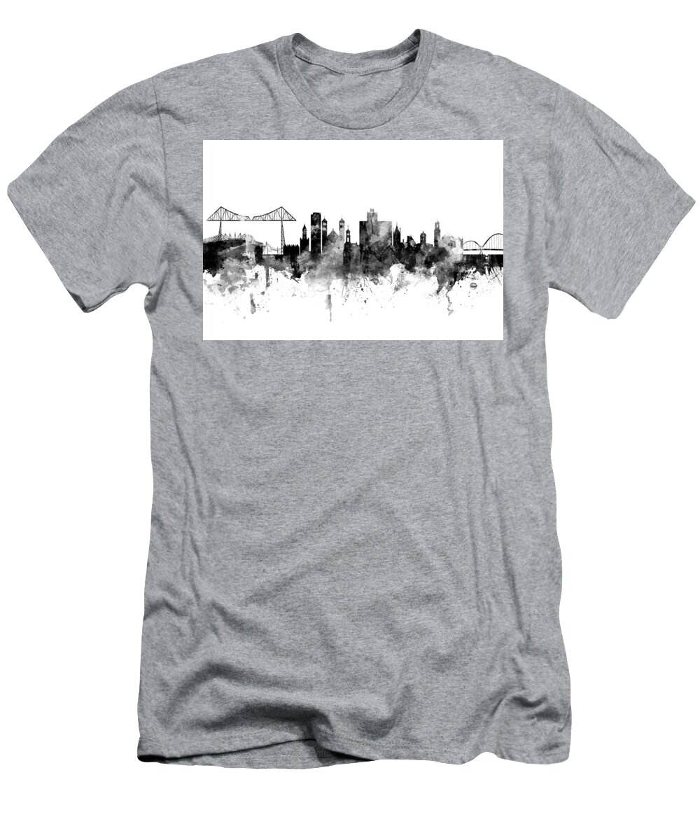 City T-Shirt featuring the digital art Middlesbrough England Skyline #1 by Michael Tompsett