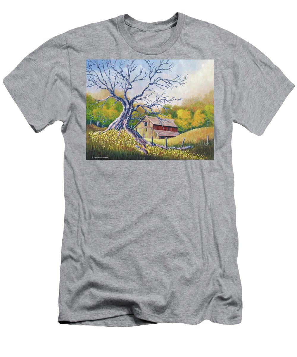 Landscape T-Shirt featuring the painting Old Barn #1 by Douglas Castleman