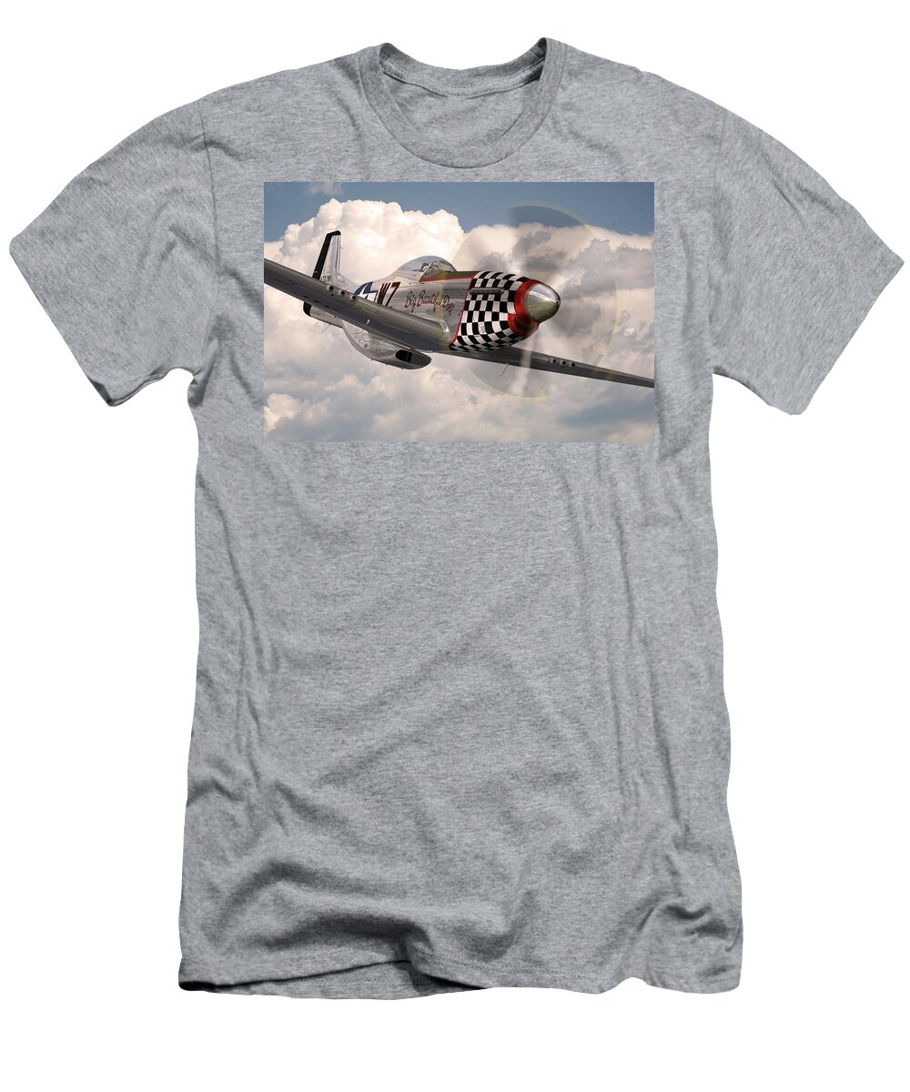 P-51 Mustang T-Shirt featuring the digital art P-51 Mustang Big Beautiful Doll by Airpower Art