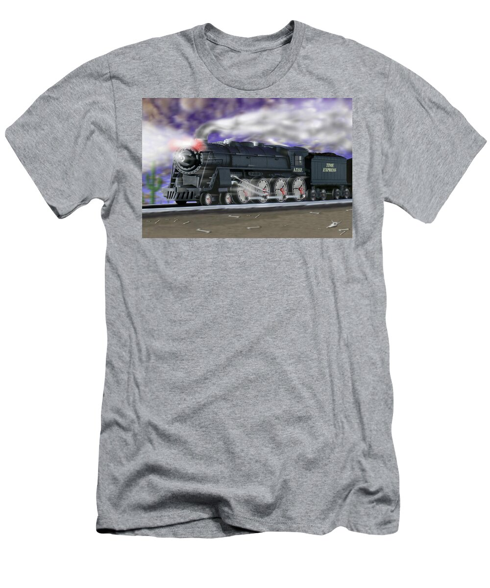 Railroad T-Shirt featuring the photograph Running On Time #2 by Mike McGlothlen
