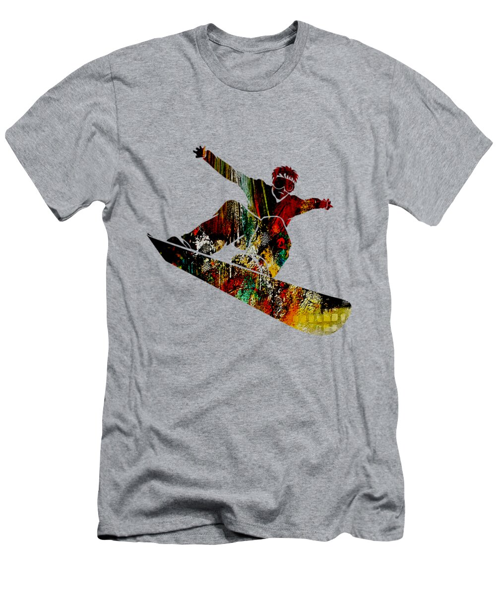 Snowboard T-Shirt featuring the mixed media Snowboarder Collection #1 by Marvin Blaine