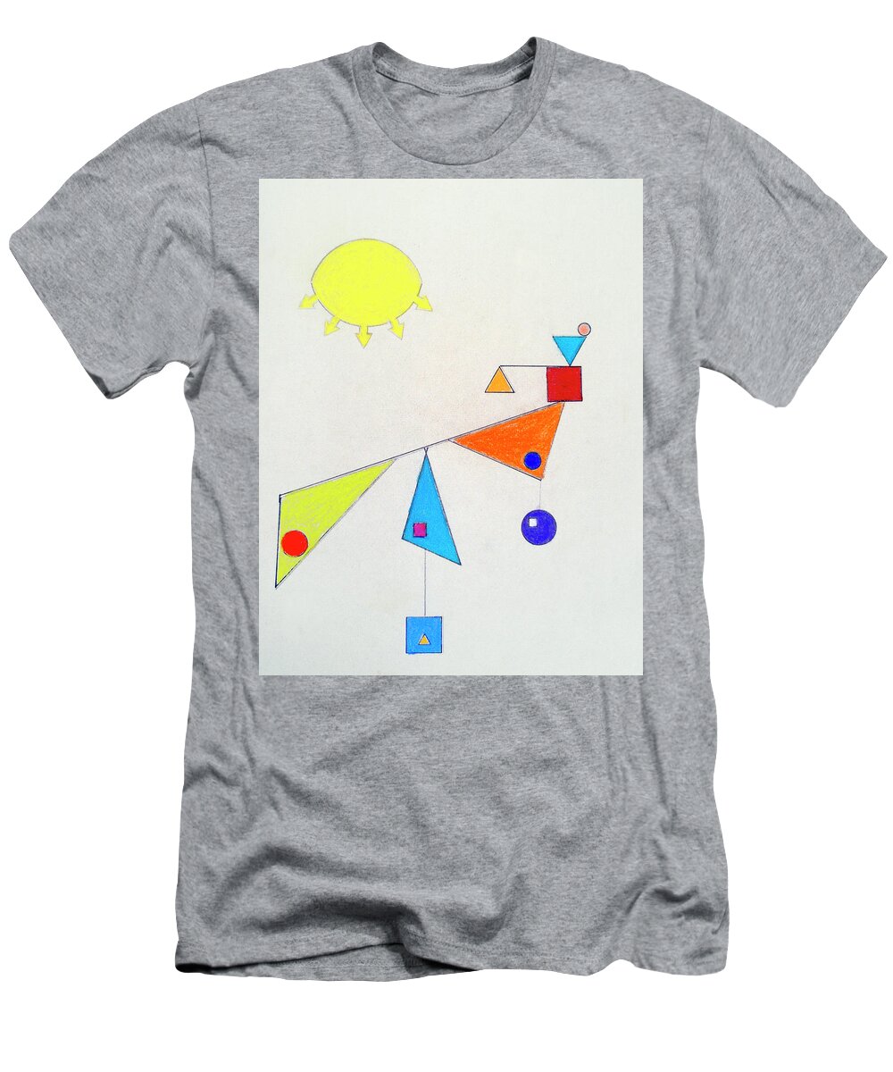 Geometric Abstract T-Shirt featuring the drawing Something New Under the Sun #1 by Rein Nomm