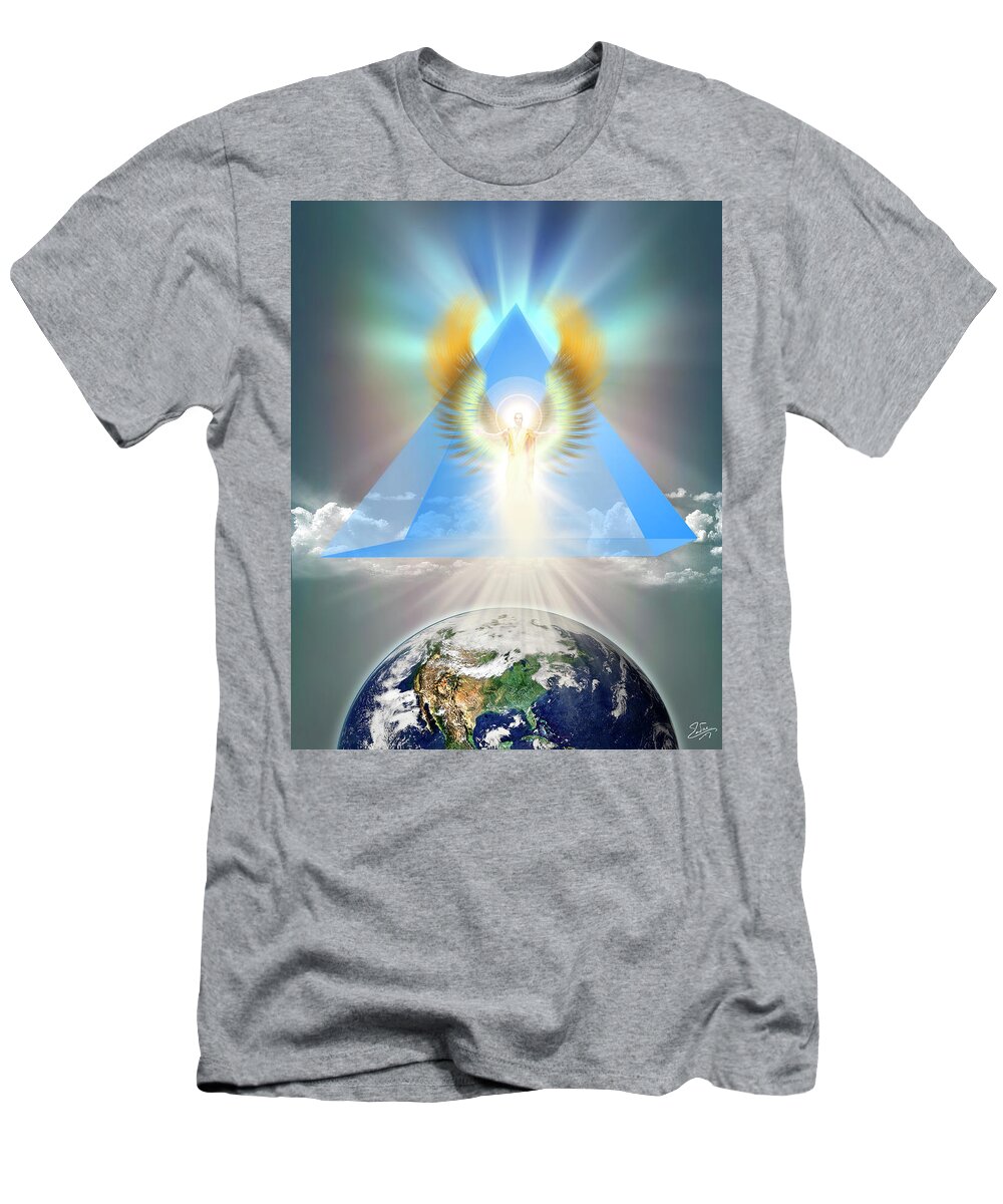 Pyramid T-Shirt featuring the photograph The Blue Pyramid Of Protection #1 by Endre Balogh