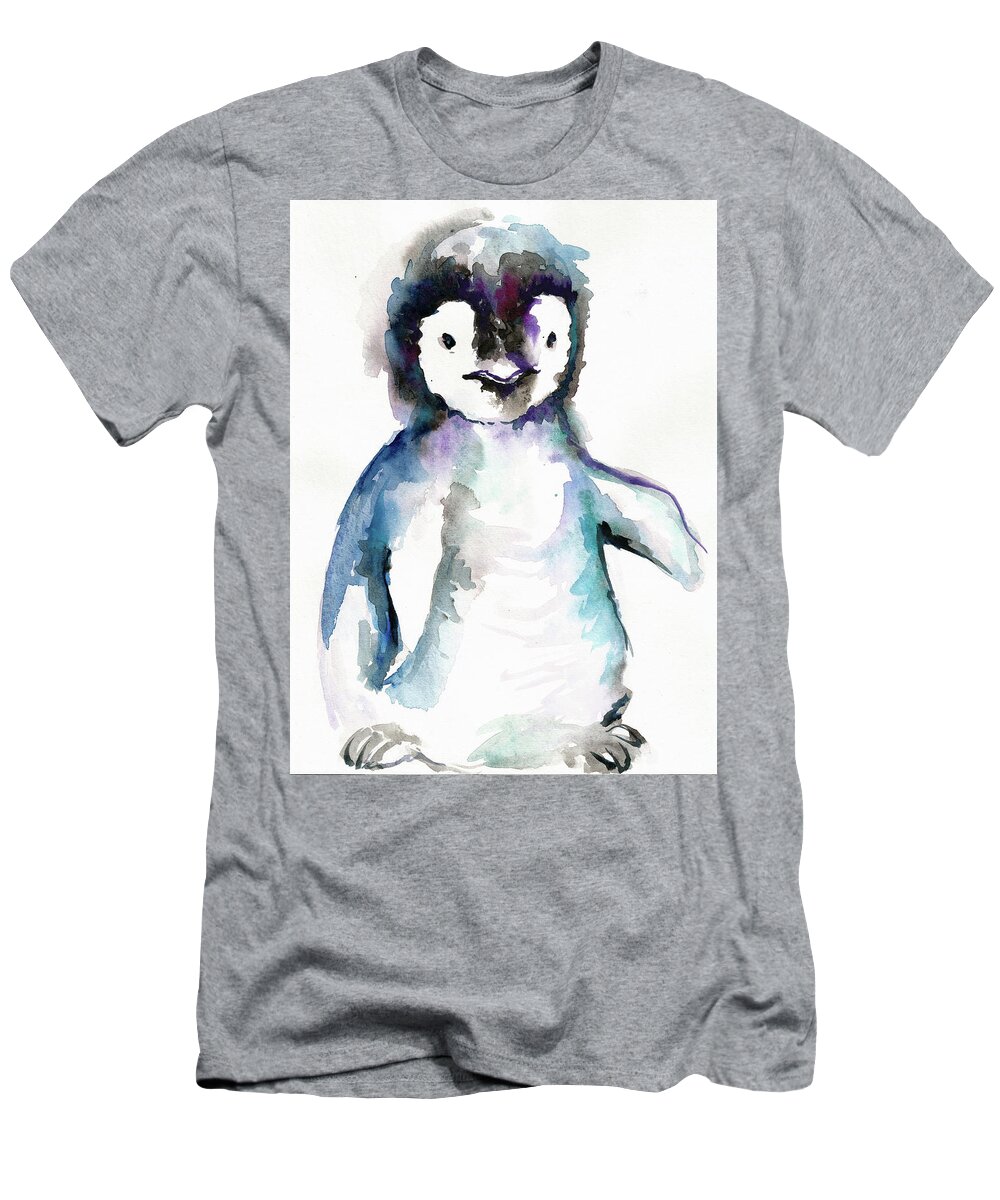 The T-Shirt featuring the painting The Happy Penguin Watercolor #1 by Tiberiu Soos