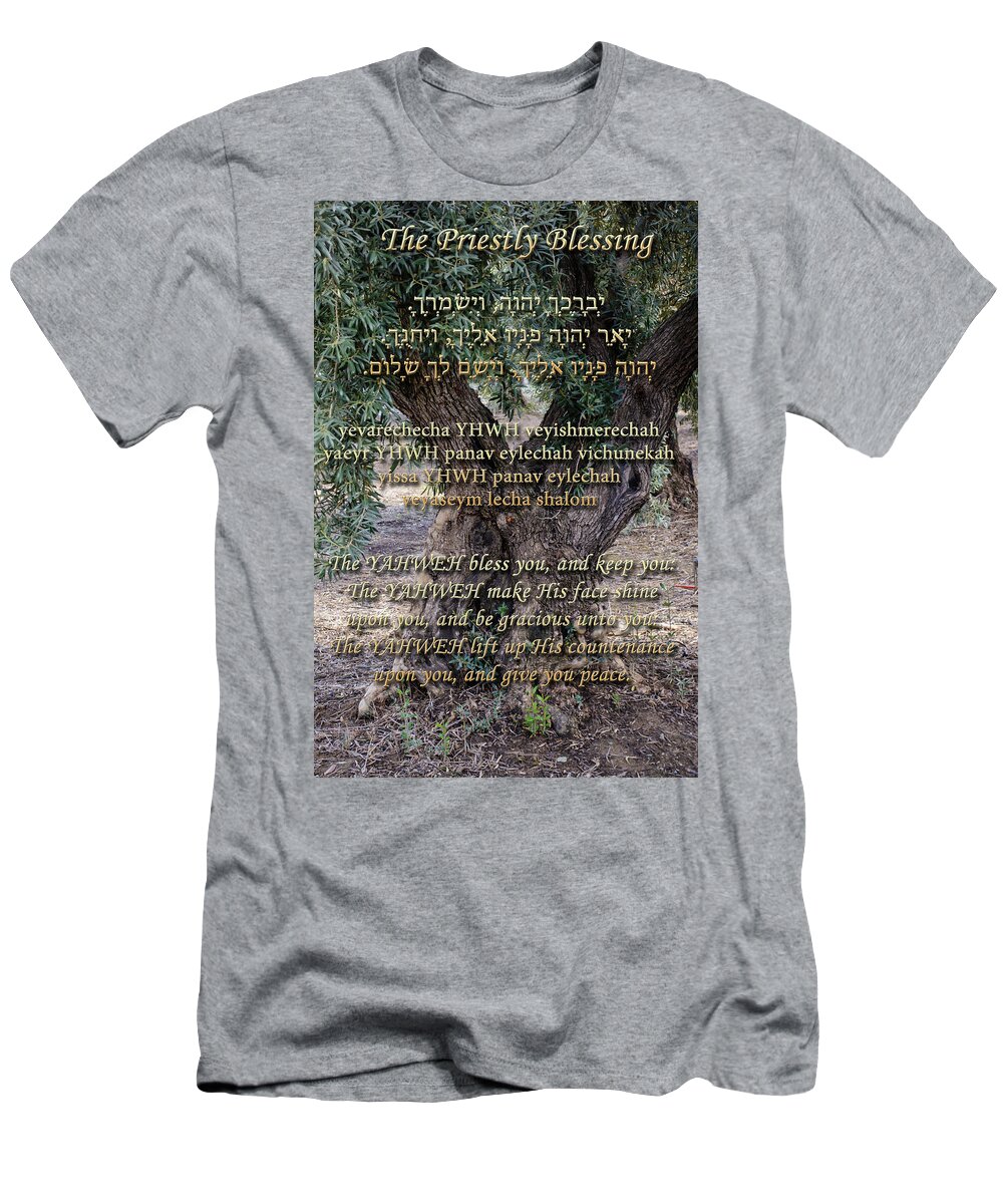 Olive T-Shirt featuring the photograph The Priestly Blessing Olive Tree #1 by Tikvah's Hope