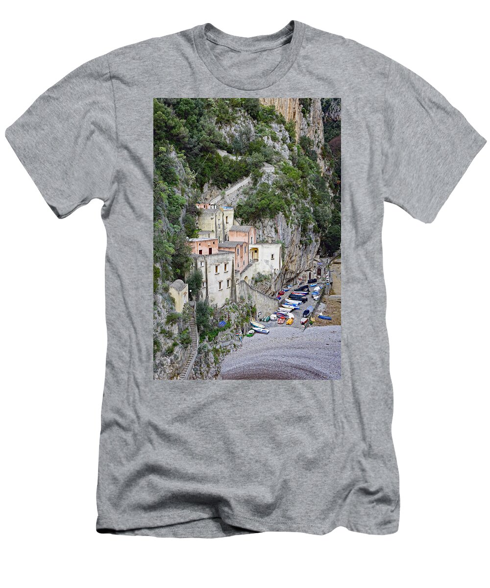 Amalfi Coast T-Shirt featuring the photograph This Is A View Of Furore A Small Village Located On The Amalfi Coast In Italy #1 by Rick Rosenshein
