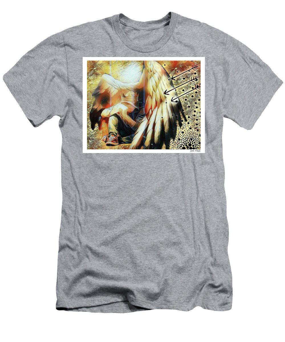 Jennifer Page T-Shirt featuring the digital art Under His Wings by Jennifer Page