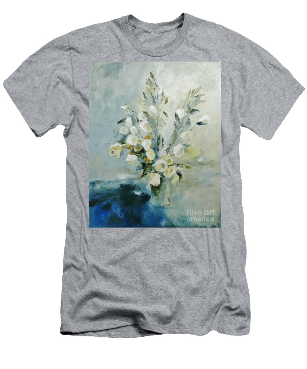 Flowers T-Shirt featuring the painting White flowers #1 by Karina Plachetka