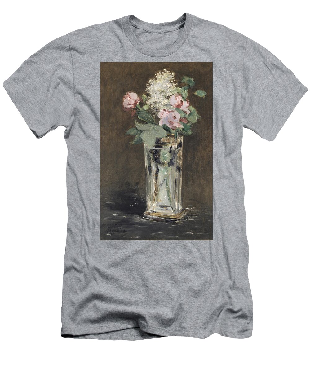 Flowers In A Crystal Vase T-Shirt featuring the painting Flowers in a Crystal Vase #11 by Edouard Manet