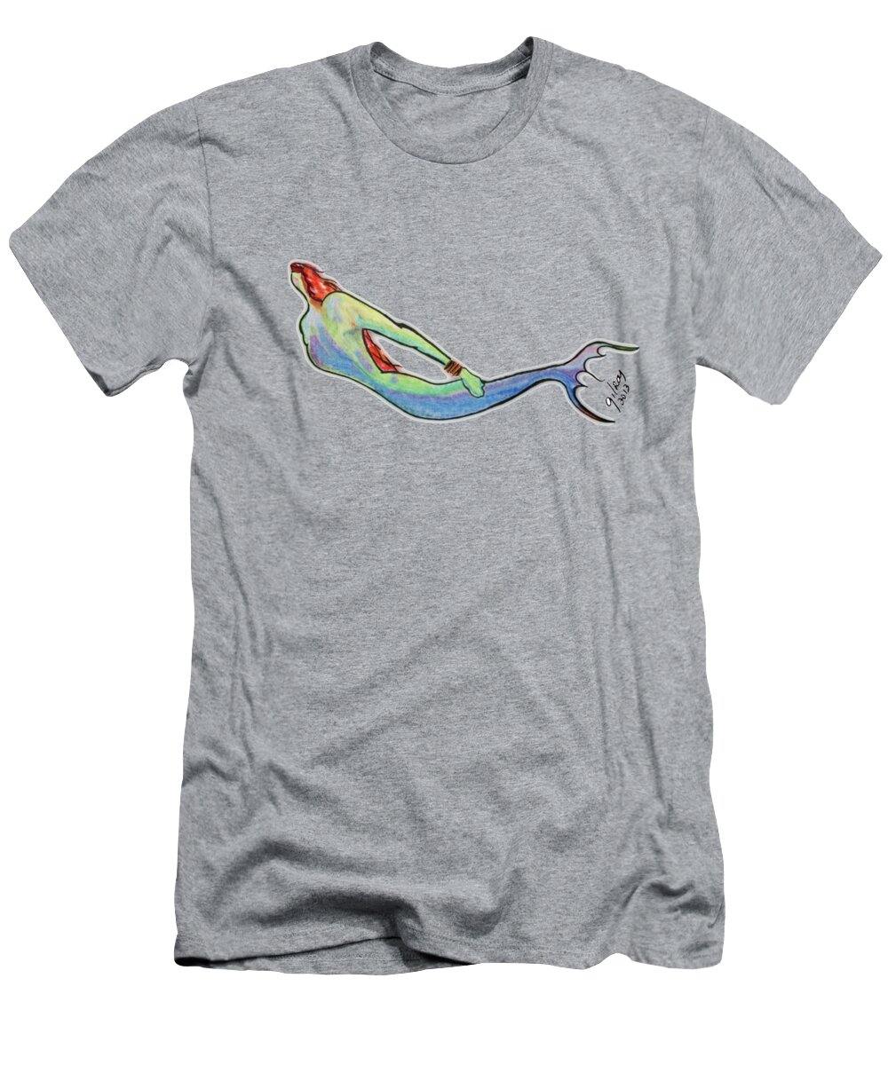 Mermaid T-Shirt featuring the mixed media Mermaid #13 by W Gilroy