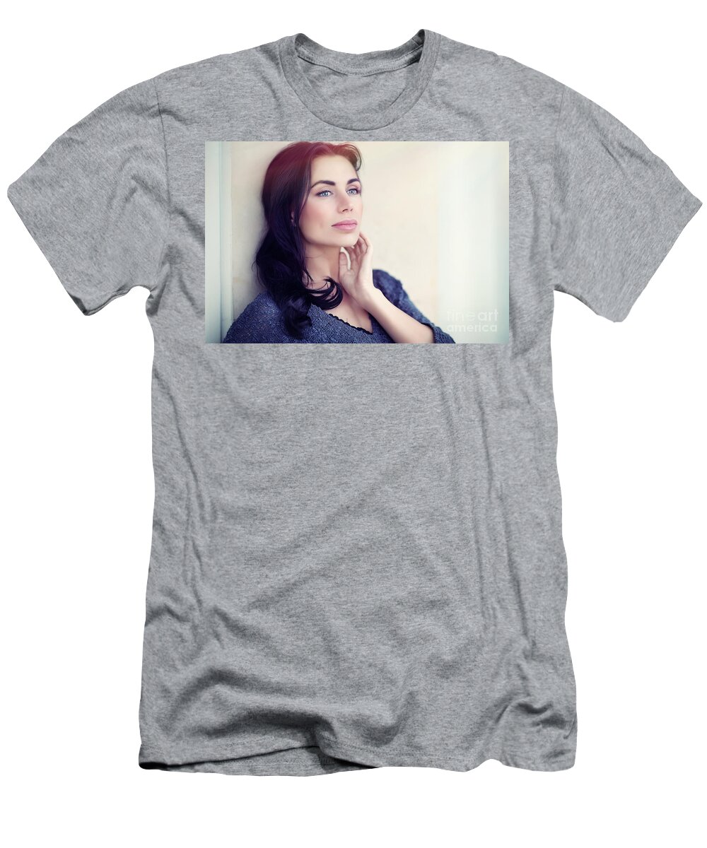 Adult T-Shirt featuring the photograph Beautiful woman portrait #15 by Anna Om