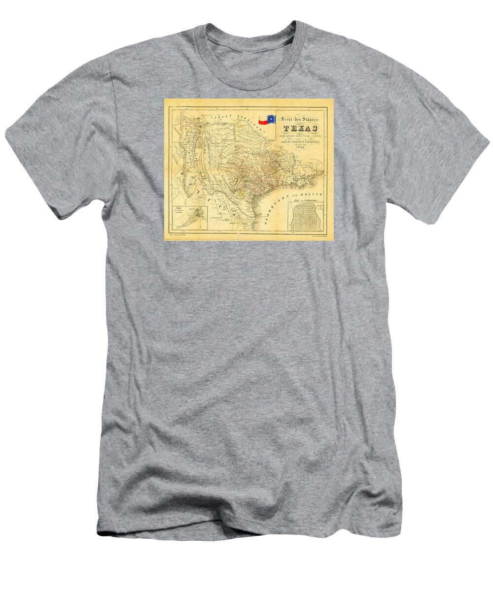 1849 Texas Map T-Shirt featuring the photograph 1849 Texas Map by Bill Cannon
