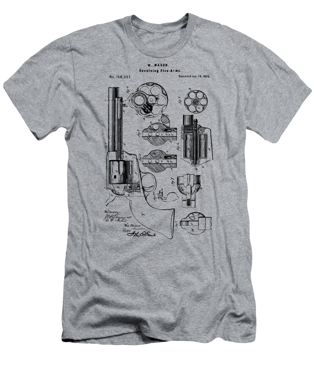 Colt T-Shirt featuring the digital art 1875 Colt Peacemaker Revolver Patent Vintage by Nikki Marie Smith