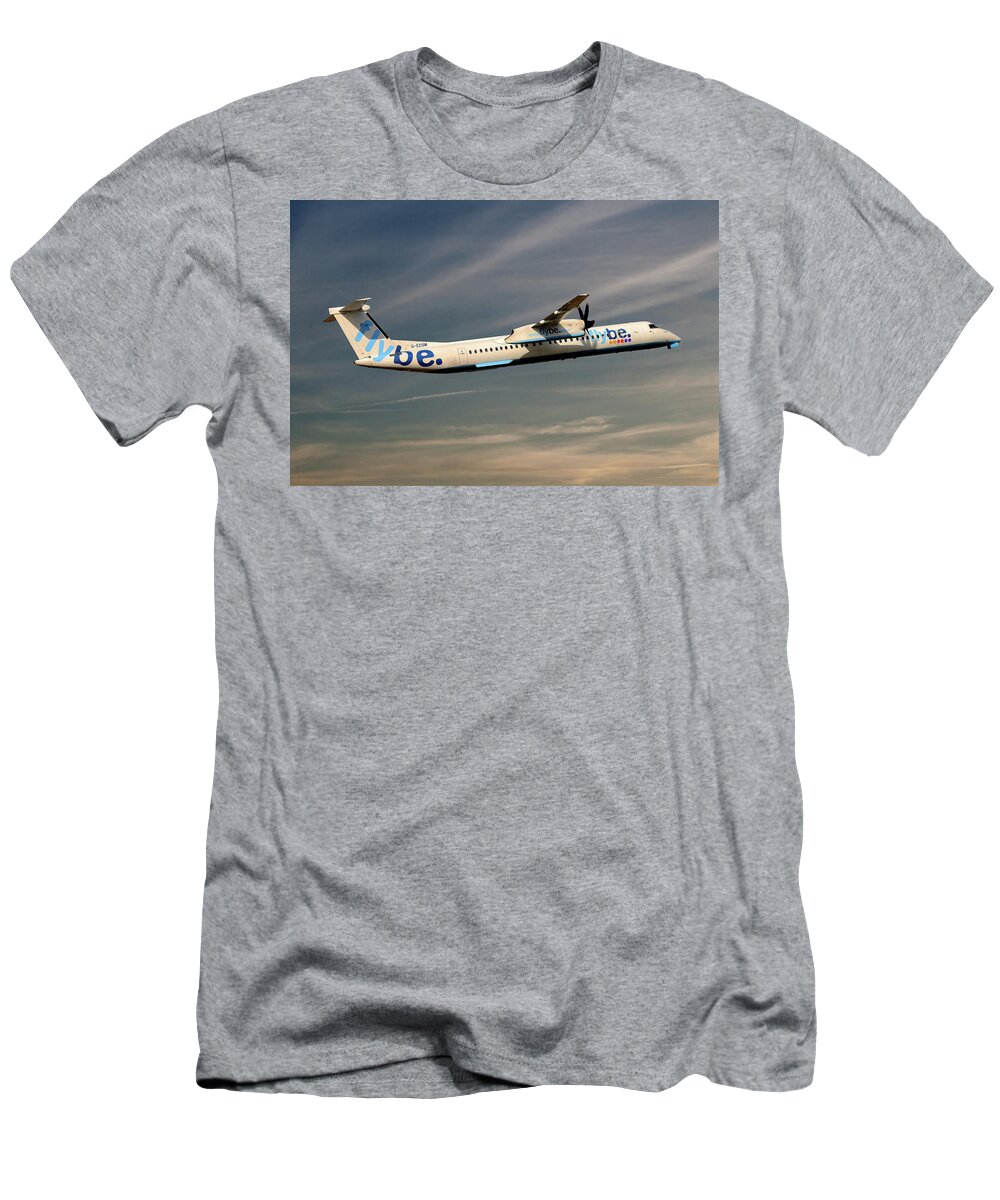 Flybe T-Shirt featuring the photograph Flybe Bombardier Dash 8 Q400 #19 by Smart Aviation