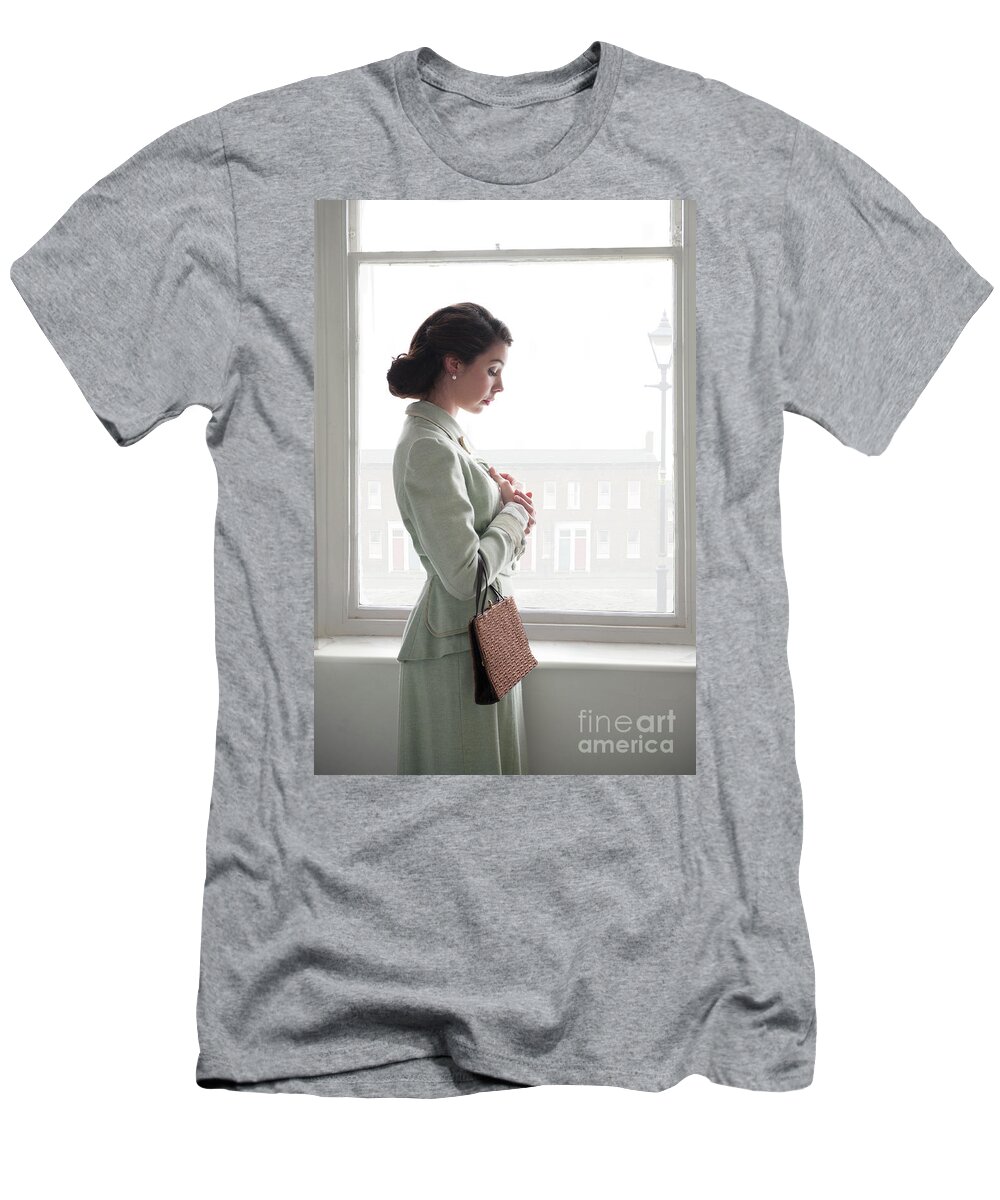 Woman T-Shirt featuring the photograph 1940s Woman At The Window by Lee Avison
