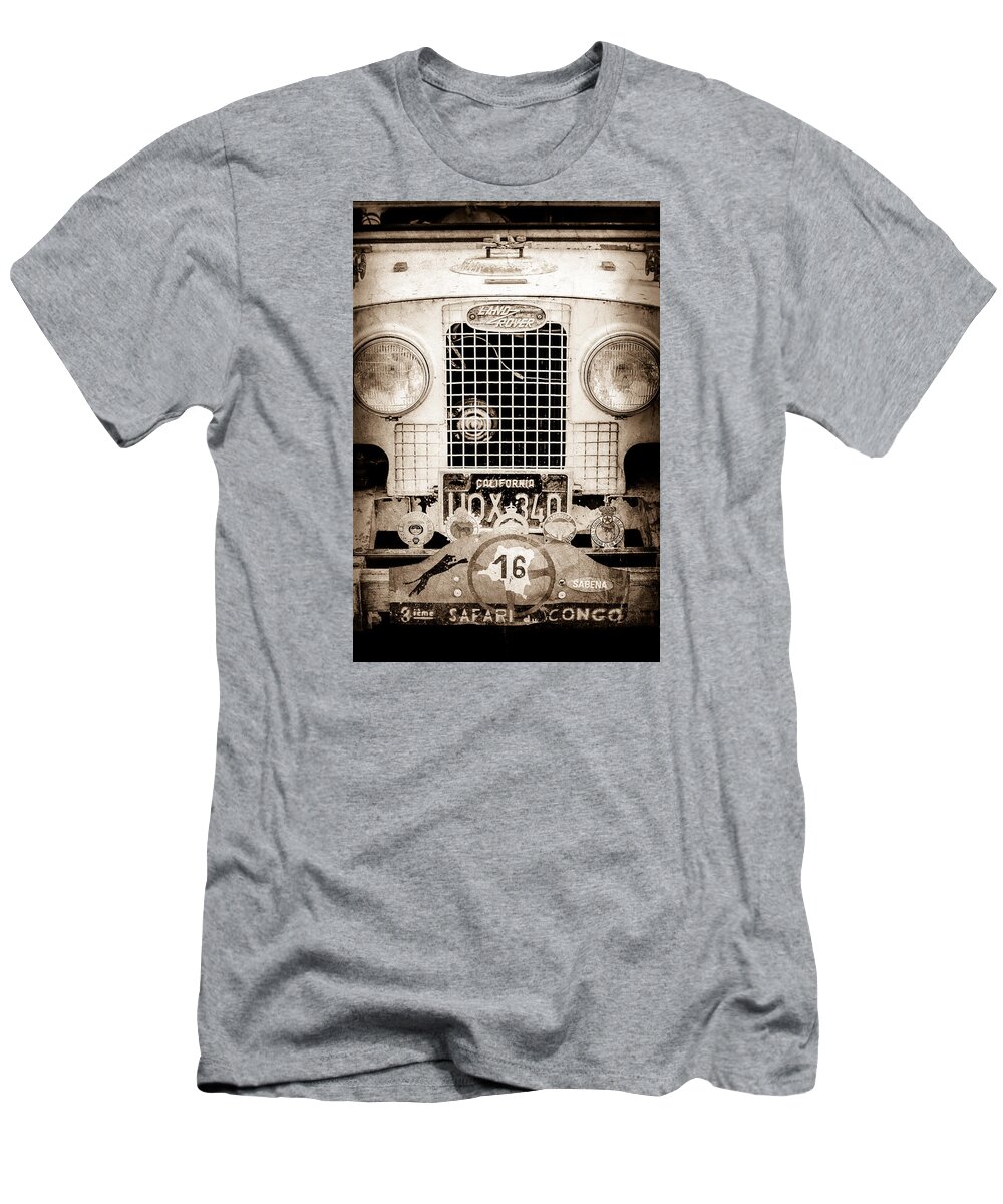 1952 Land Rover 80 Grille T-Shirt featuring the photograph 1952 Land Rover 80 Grille -1003s by Jill Reger