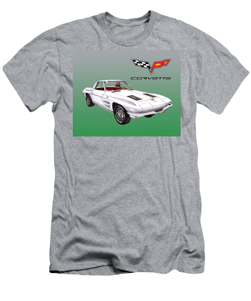 1963 Corvette Stingray Roadster T-Shirt featuring the painting 1963 Corvette Roadster Tee Shirt art by Jack Pumphrey