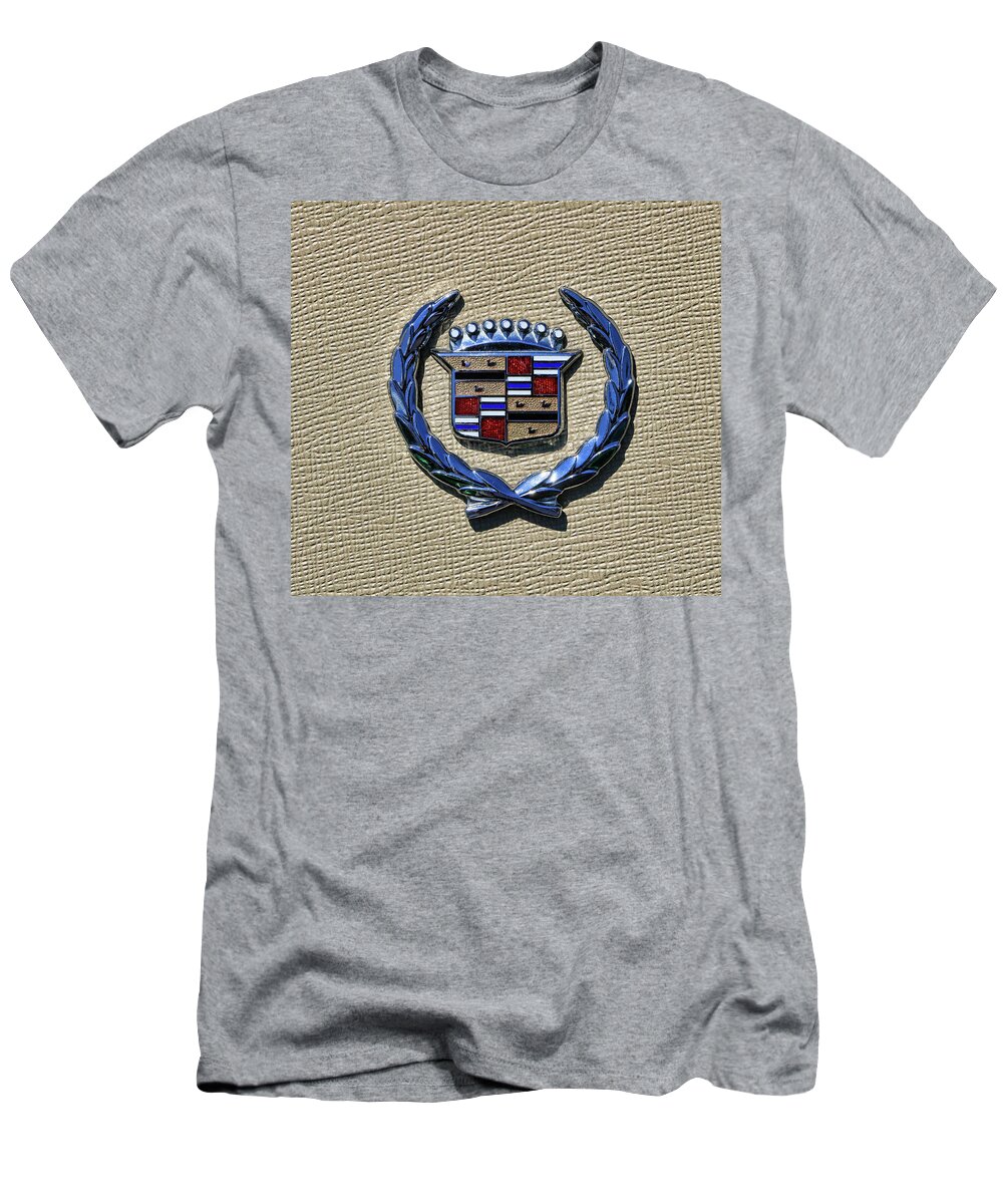 Car T-Shirt featuring the photograph 1972 Cadillac Eldorado Hood Crest Emblem by Allen Beatty