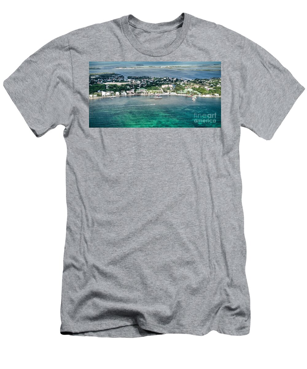 Aerial View T-Shirt featuring the photograph Ambergris Caye Aerial View #3 by Lawrence Burry