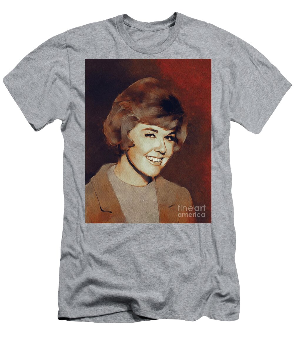 Doris T-Shirt featuring the painting Doris Day, Hollywood Legend #2 by Esoterica Art Agency