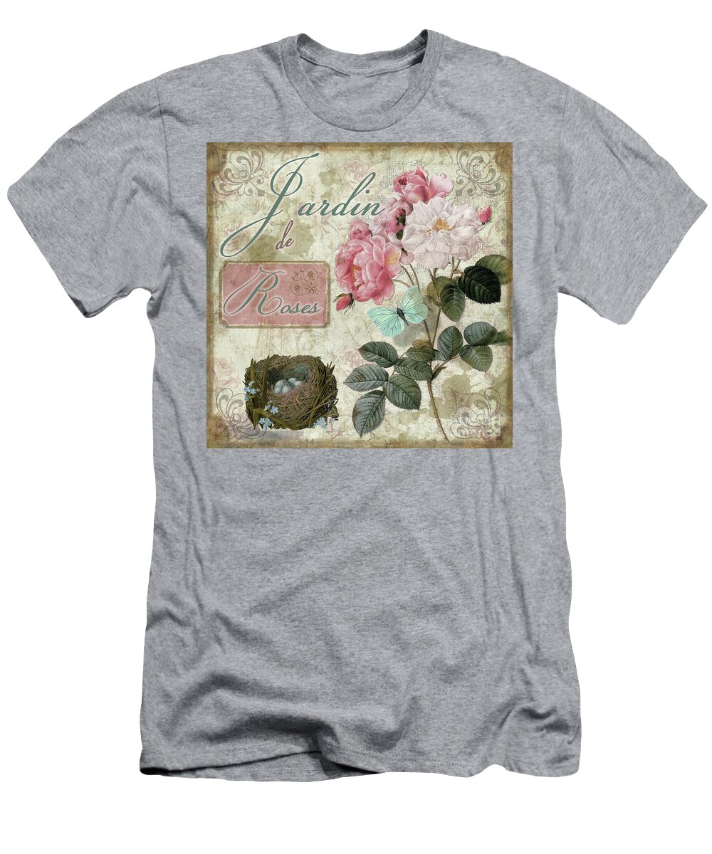 Roses T-Shirt featuring the painting Jardin de Roses #2 by Mindy Sommers