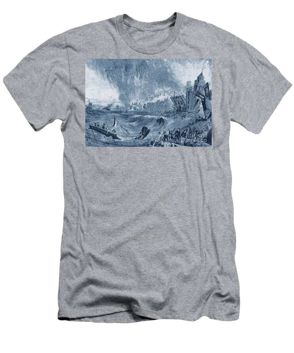 Weather T-Shirt featuring the photograph Lisbon Tsunami, 1755 #2 by Science Source