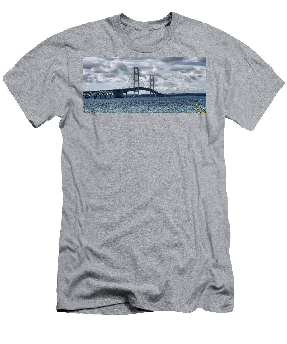 Mackinac T-Shirt featuring the photograph Mackinac Bridge #2 by Farol Tomson
