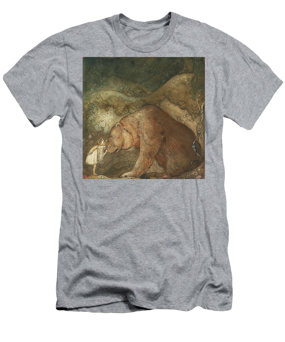 John Bauer T-Shirt featuring the painting Poor Little Bear by John Bauer