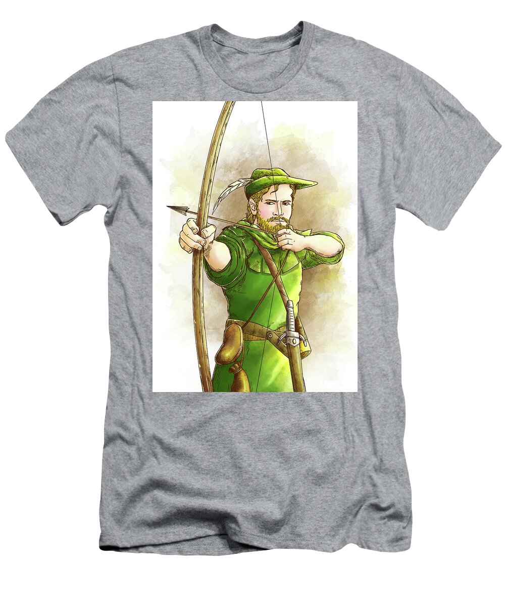 Robin Hood T-Shirt featuring the painting Robin Hood the Legend #2 by Reynold Jay