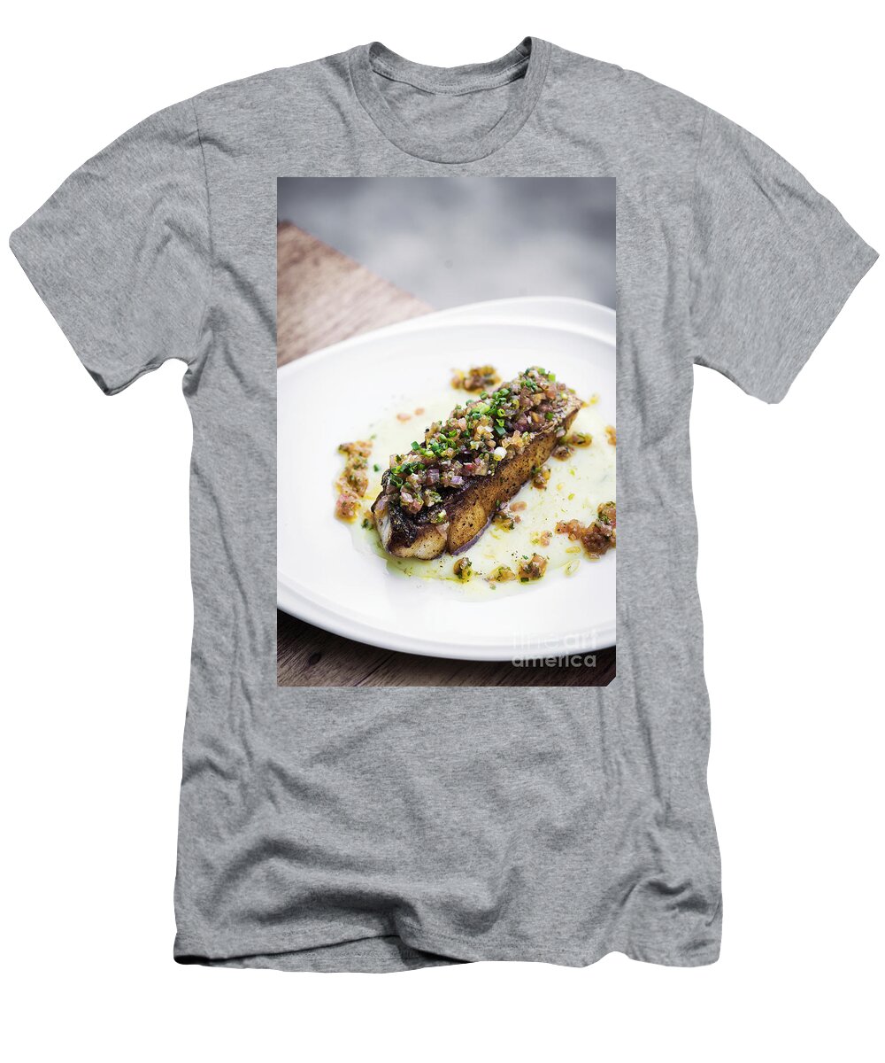 Alternative T-Shirt featuring the photograph Sea Bass Fish With Mexican Salsa Sauce #2 by JM Travel Photography
