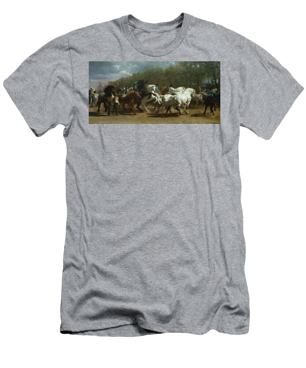 The Horse Fair T-Shirt featuring the painting The Horse Fair #3 by MotionAge Designs