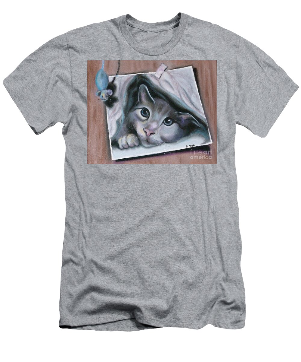 Cat T-Shirt featuring the painting 2Cute by Susan A Becker