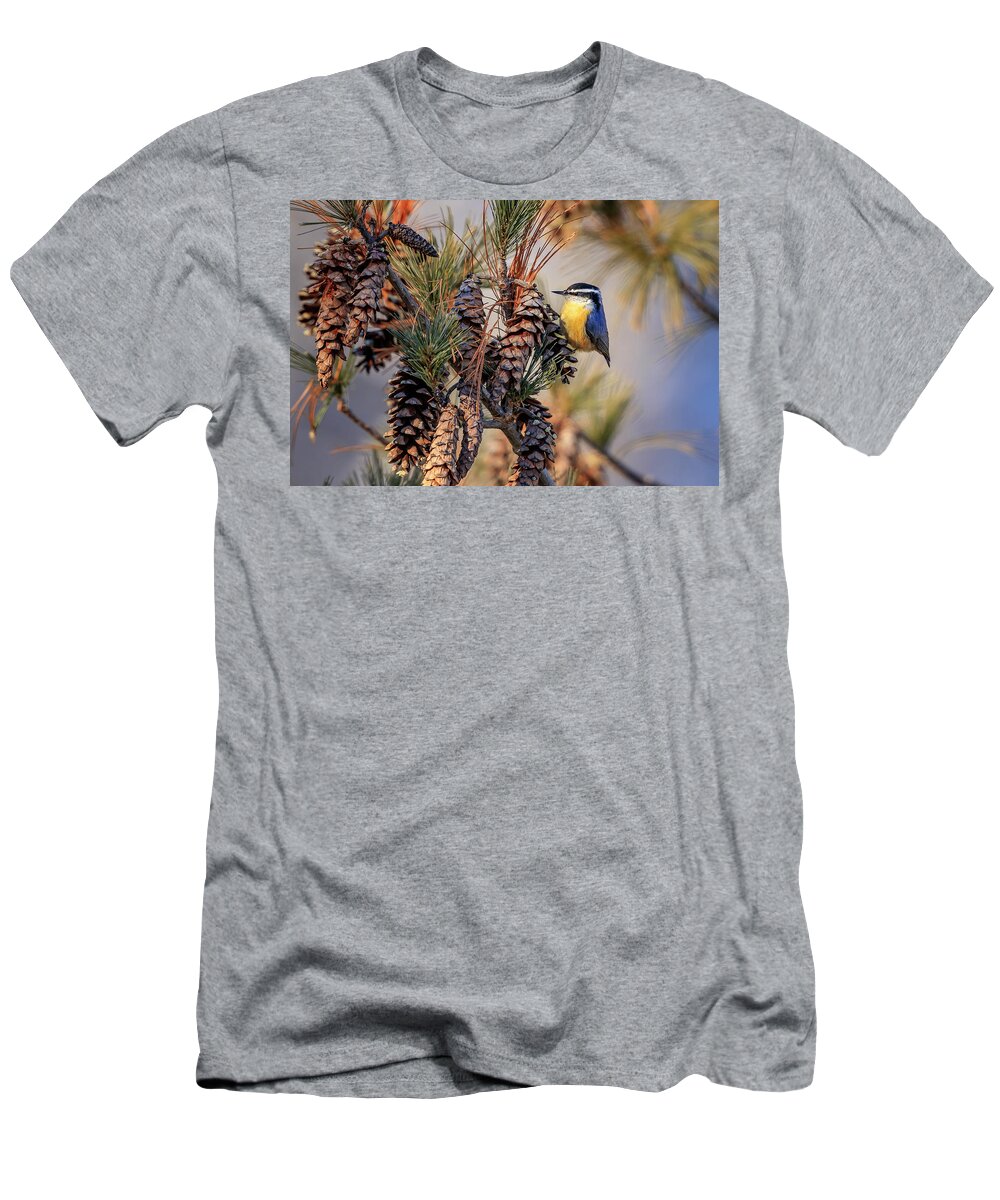 Adorable T-Shirt featuring the photograph Black-capped Chickadee by Peter Lakomy