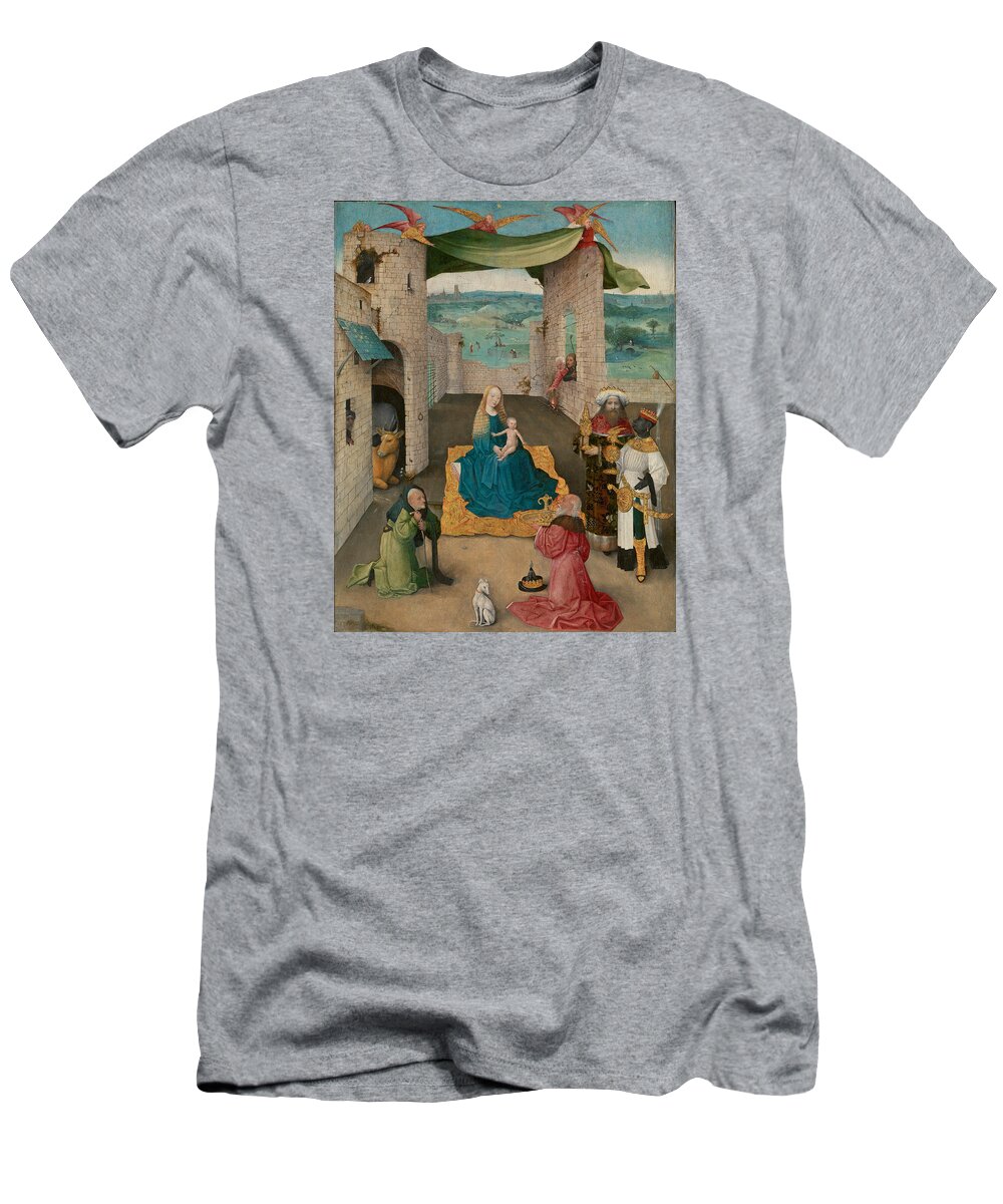 Hieronymus Bosch T-Shirt featuring the painting The Adoration of The Magi #4 by Hieronymus Bosch