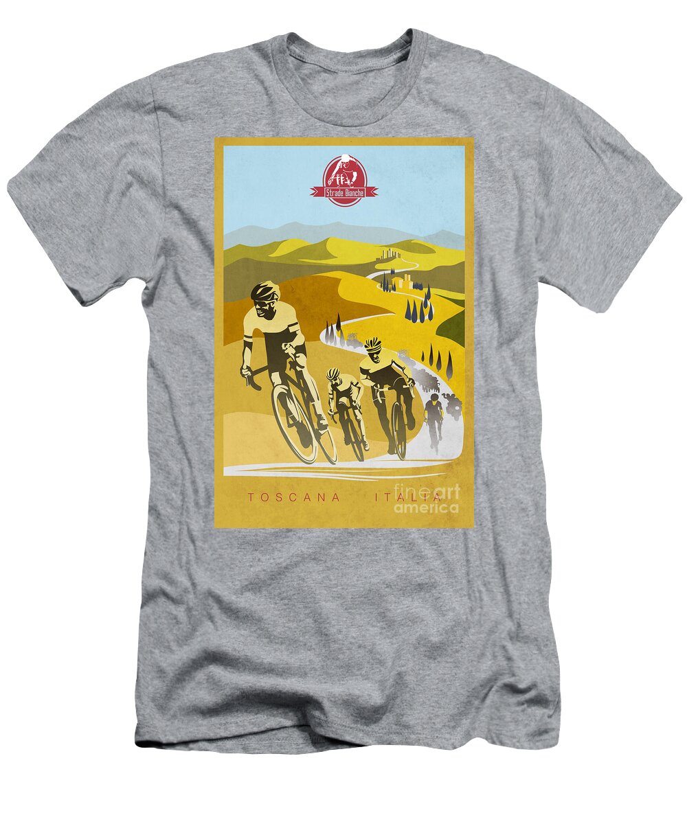 Cycling Art T-Shirt featuring the digital art Print by Sassan Filsoof