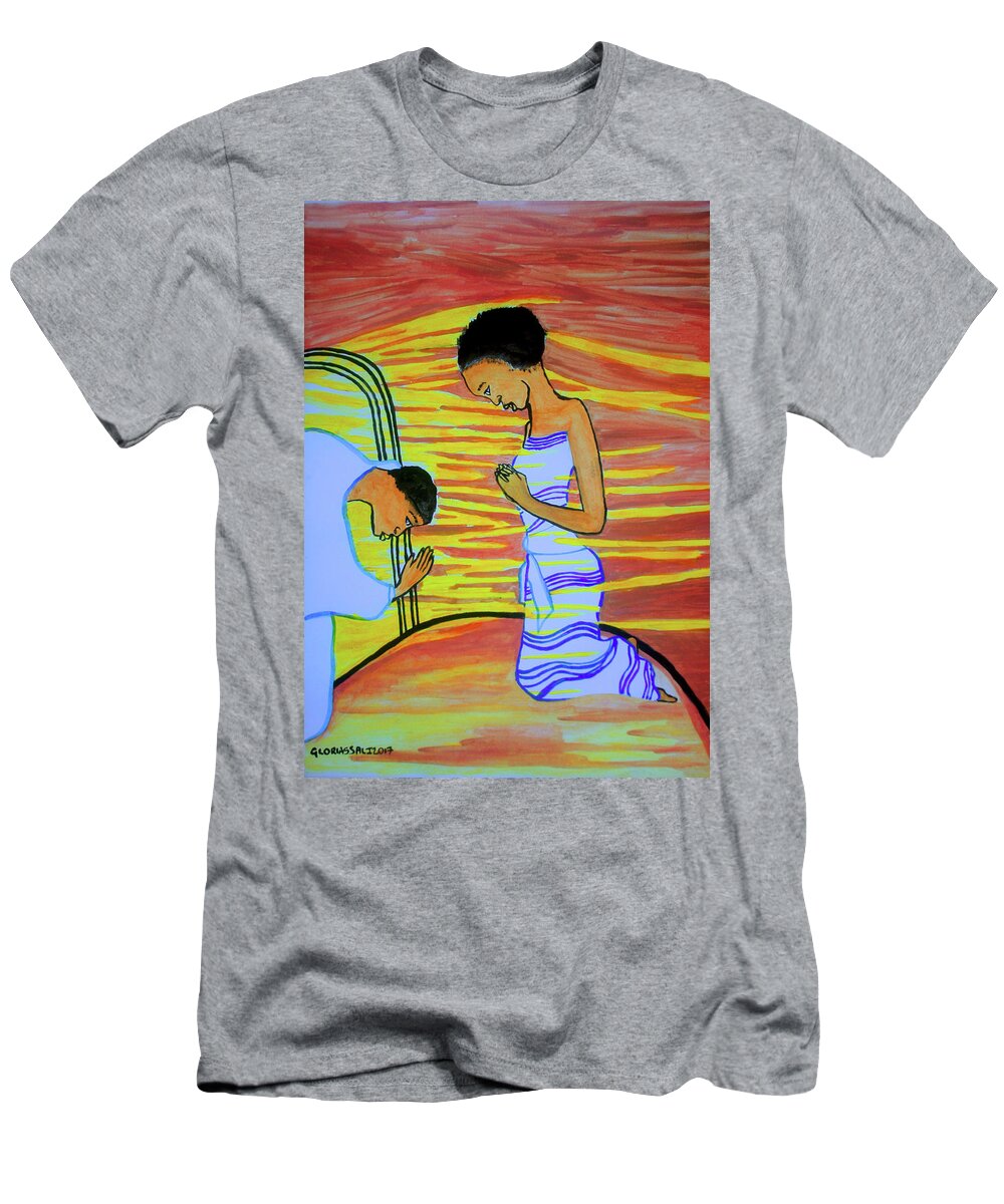 Jesus T-Shirt featuring the painting The Annunciation #49 by Gloria Ssali