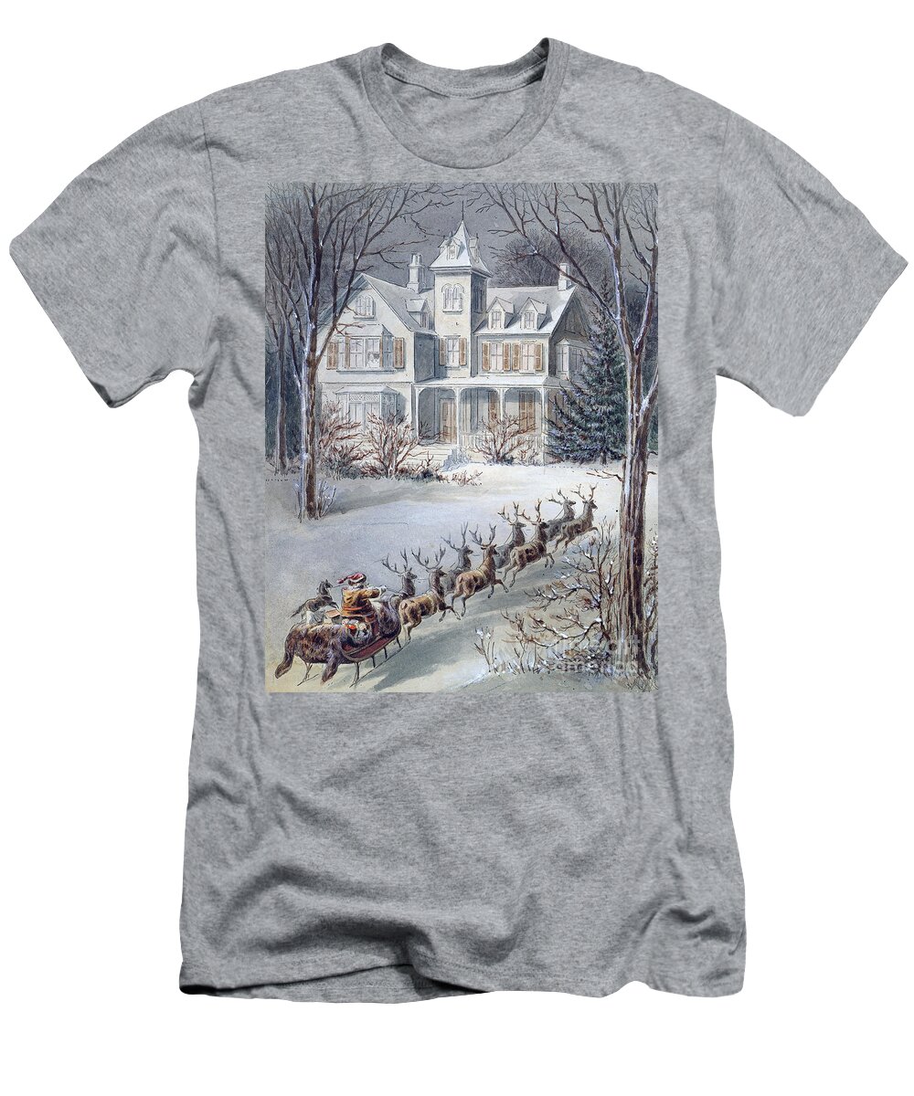 Santa T-Shirt featuring the painting Christmas Card by American School