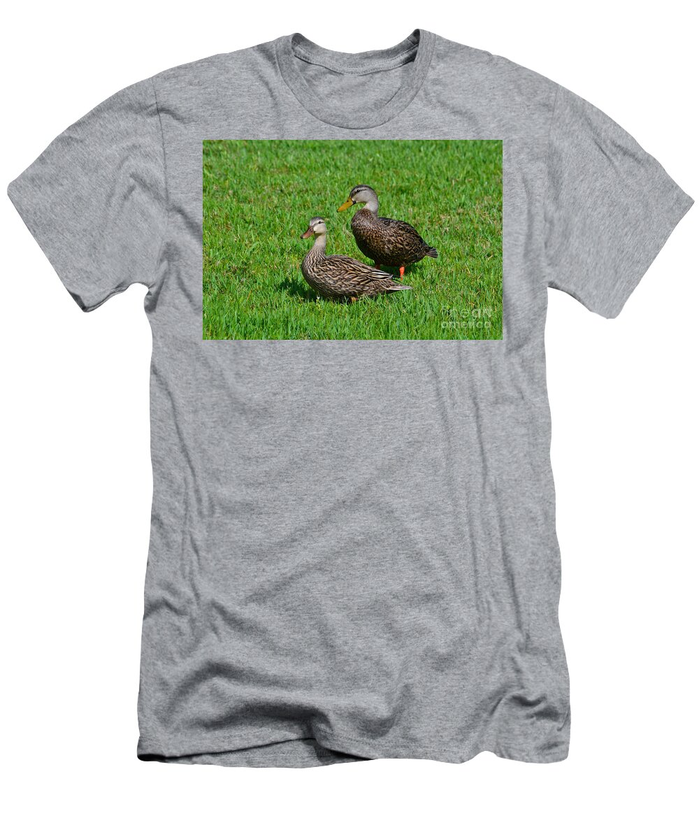 Mottled Ducks T-Shirt featuring the photograph 6- Mottled Ducks by Joseph Keane