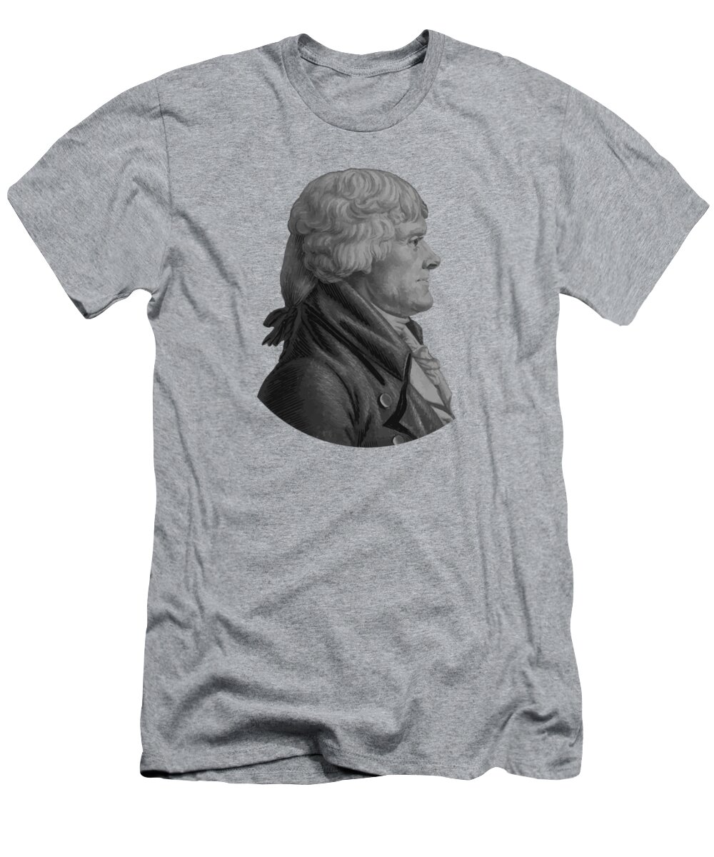 Thomas Jefferson T-Shirt featuring the painting Thomas Jefferson Profile by War Is Hell Store